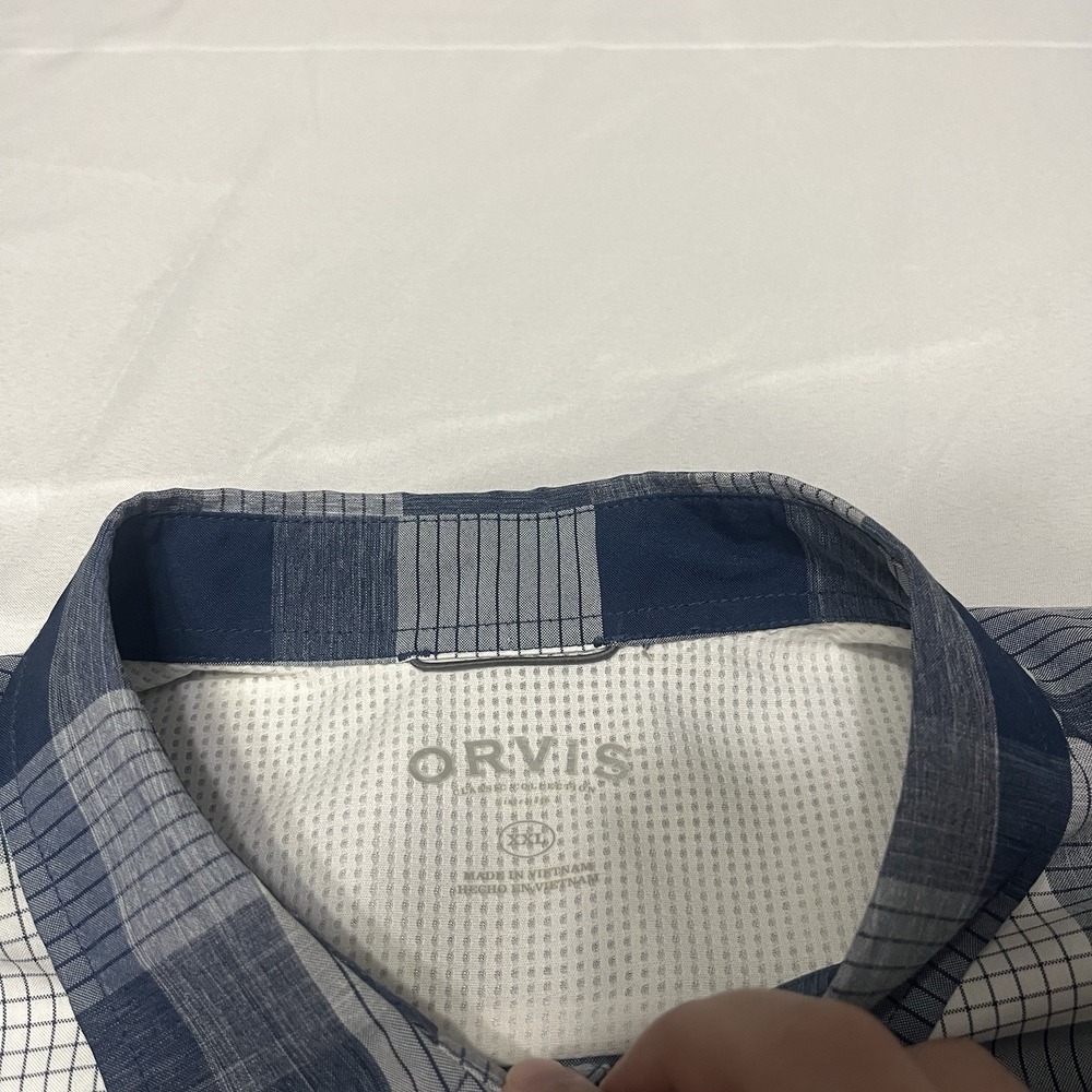 Orvis Fishing Shirt Mens Size 2XL Blue Plaid Outdoors Hiking Performance Stretch - Picture 3 of 6